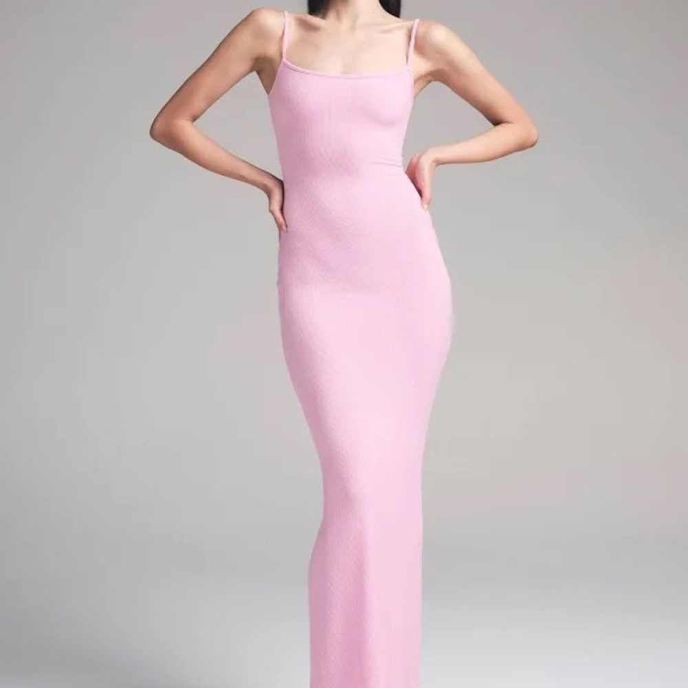 SKIMS Bubble Gum Pink Women's Soft Lounge Long Slip Dress Small - Picture 3 of 9